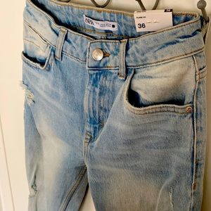 Zara distressed, flared jeans